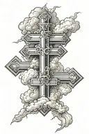 three crosses with clouds tattoo design idea