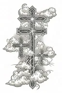 three crosses with clouds tattoo design idea