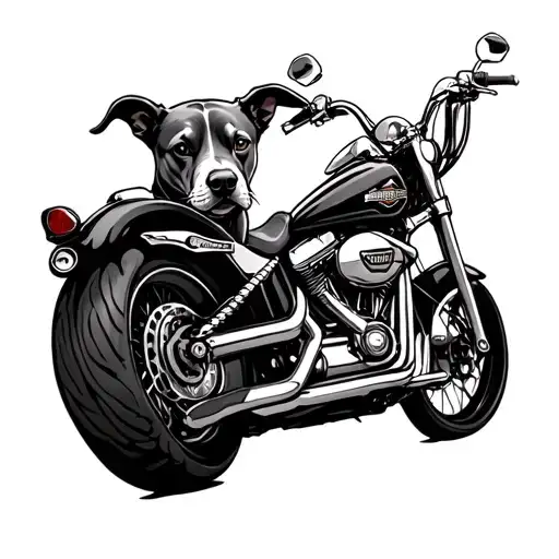 dog and harley davidson motorcycle tattoo design idea