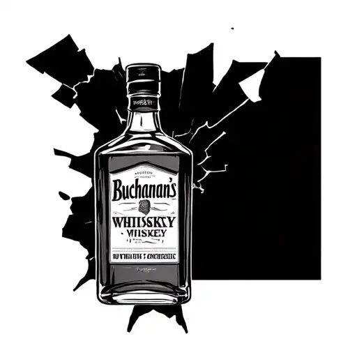 Buchanan's whiskey bottle broken tattoo design idea