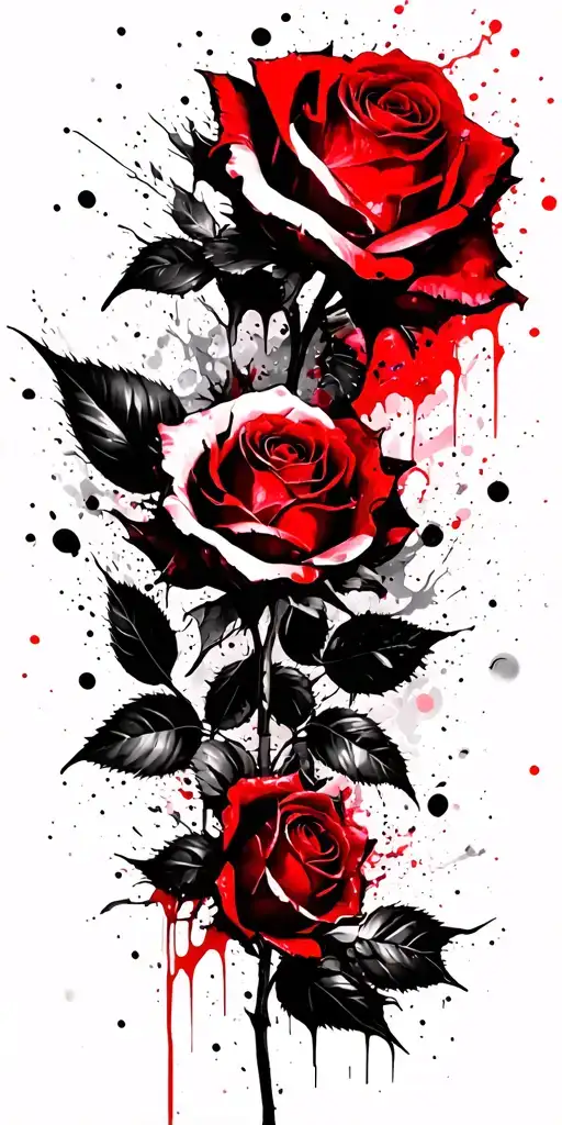 dead burning roses intertwined tattoo design idea