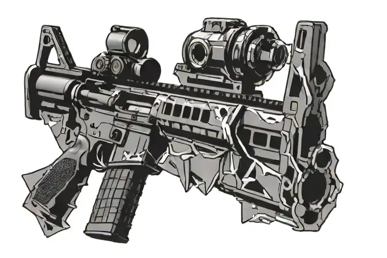 shattered glass ar 15 tattoo design idea