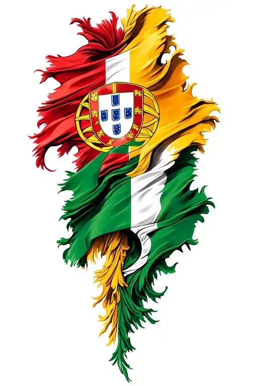 Irish and Portuguese flags intertwined tattoo design idea
