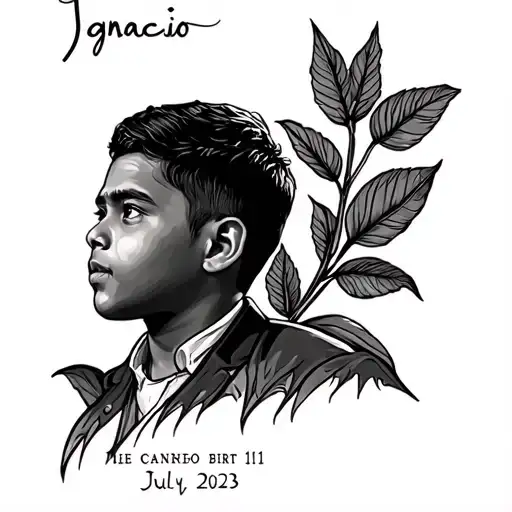 My oldest son's name and date of birth is called Ignacio and he was born on July 11, 2023 tattoo design idea