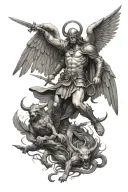 st micheal slaying the devil tattoo design idea