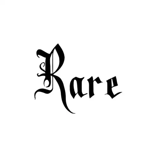 the word Rare written in old English font tattoo design idea