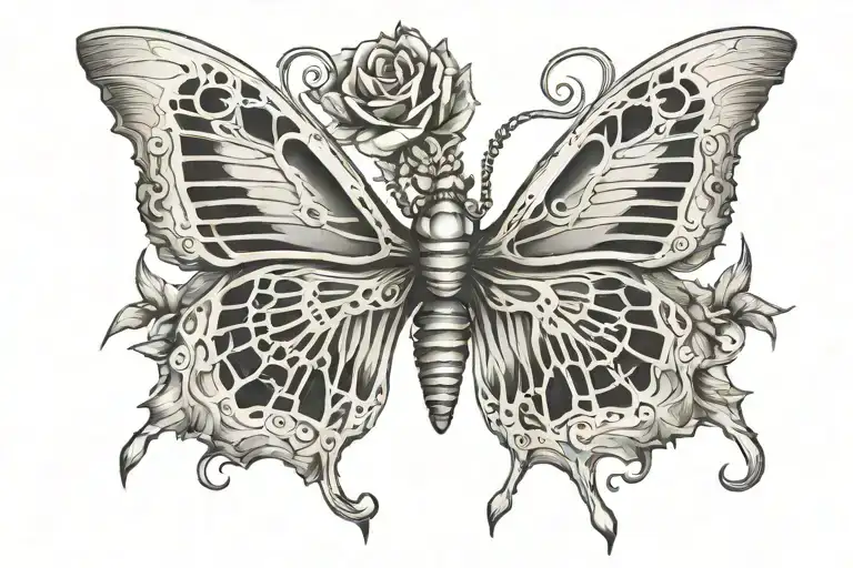 butterfly skeleton hand wings spread tattoo design idea