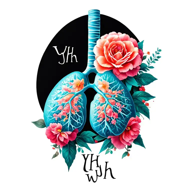 "YH WH" "YH WH" Yhwh floral Lungs tattoo design idea