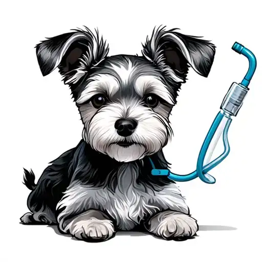 bluey the dog with medical pump and chemo tattoo design idea
