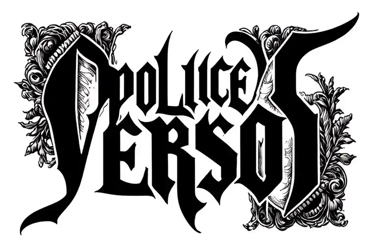 "POLLICE VERSO" writing on the inside of the bicep in trajon font in cursive with a nod to gladiatorial heritage tattoo design idea