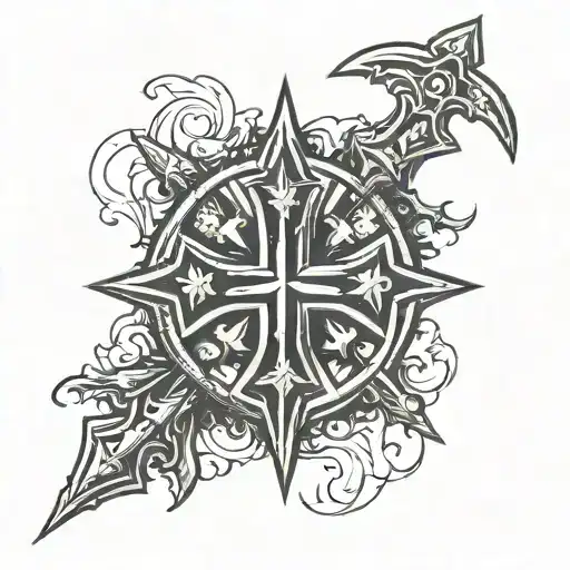 rustic templar cross tattoo design idea