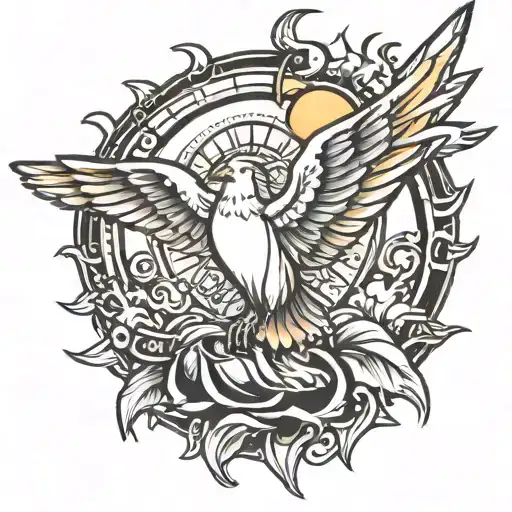 Holy Spirit and sun rising tattoo design idea