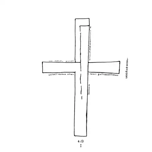 faded cross with philippians 4:13 under it tattoo design idea