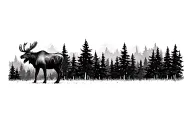 Moose with Trees Forest Tree tattoo design idea