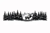 Moose with Trees Forest Tree tattoo design idea