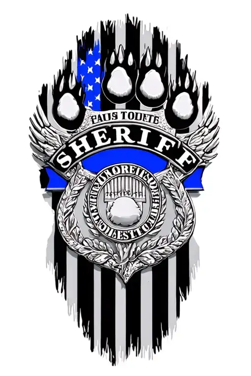 paw print thin blue line flag Ohio sheriff badge tattoo design idea