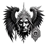 warrior angles incorporating elements like trees tattoo design idea