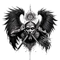 warrior angles incorporating elements like trees tattoo design idea