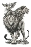 lion full body tattoo design idea