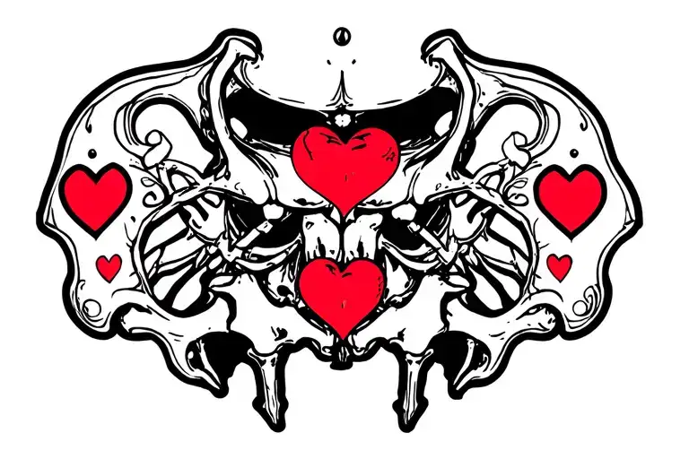 pelvis tatoo that has heart on each of the sides so it's possible to start with that and in the future add the rest tattoo design idea