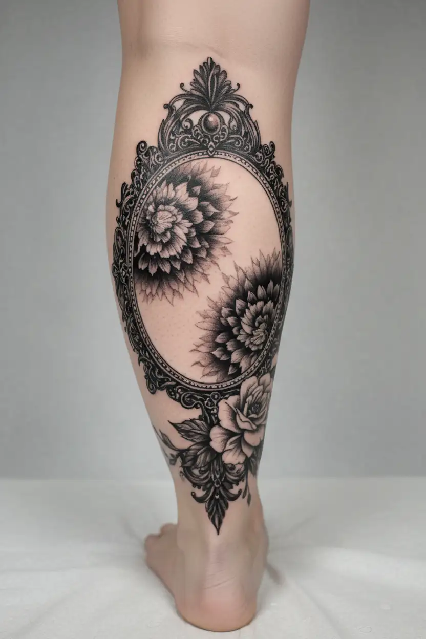 goth victorian styl mirror tattoo design idea
