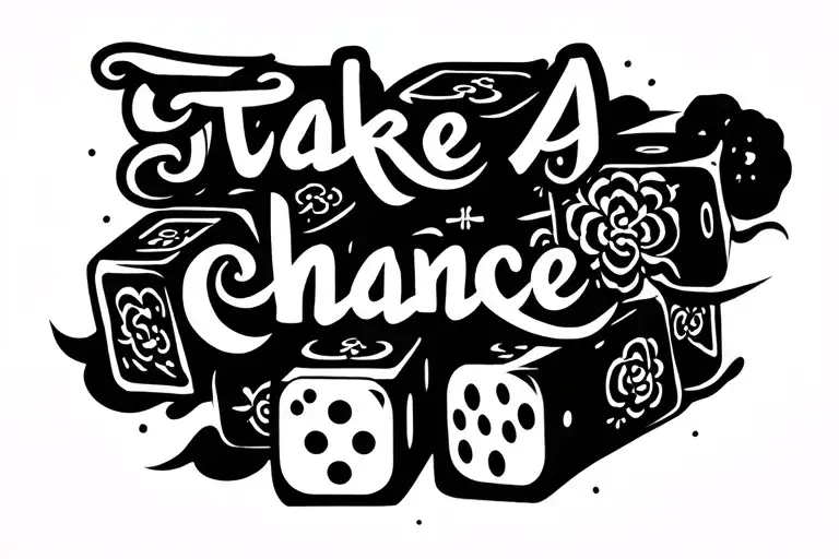 dice with "take a chance" tattoo design idea