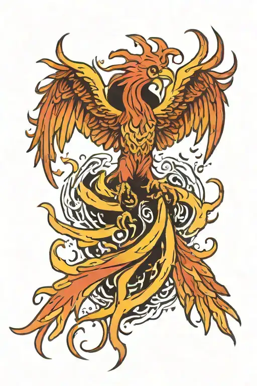 Phoenix rising from ashes tattoo design idea