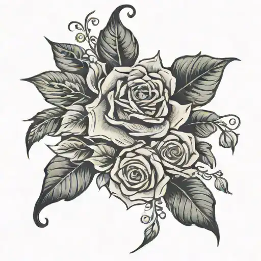 kirtimukha and roses tattoo design idea