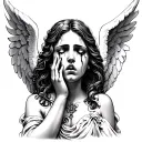 angel crying tattoo design idea