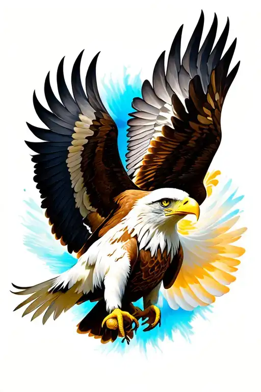 Eagle flies by spreading the wings tattoo design idea