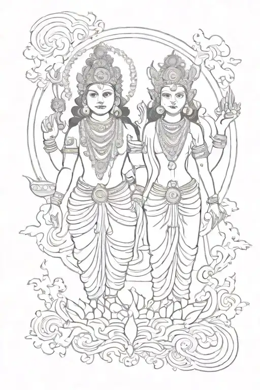 brahma vishnu mahesh symbols tattoo design idea