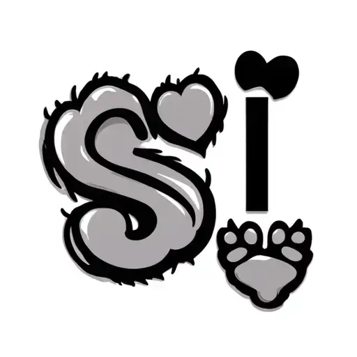 line with a paw and small heart and then a baby feet. add letter S for dog and I for baby tattoo design idea