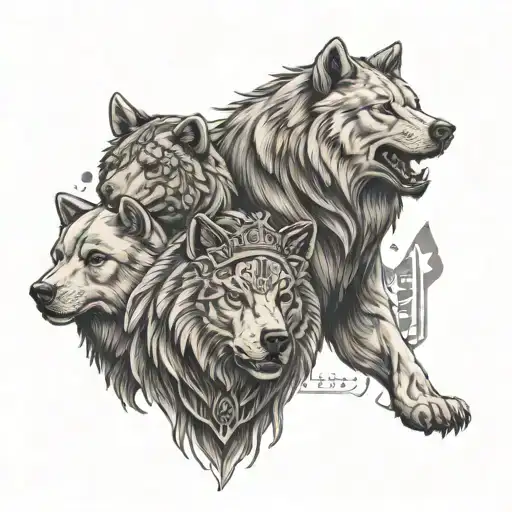 dollar stack, royals Royce, wolf and bear tattoo design idea