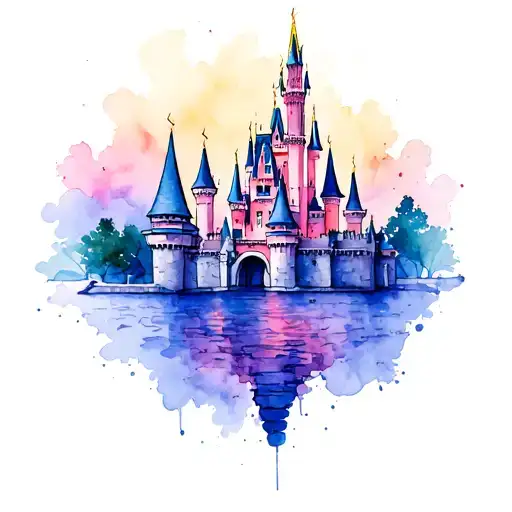 Disney castle tattoo design idea