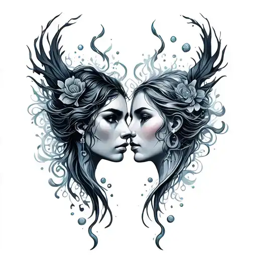 Air and water elementy together forever  tattoo design idea