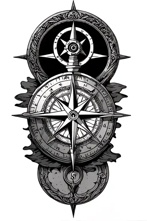wayward traveller compass tattoo design idea