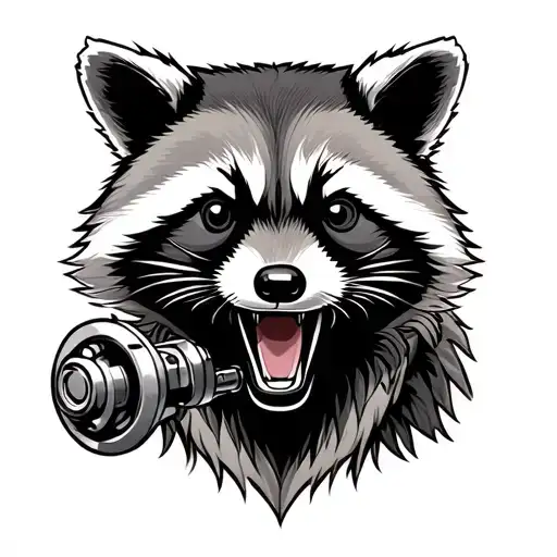Elevator mechanic racoon beer tattoo design idea