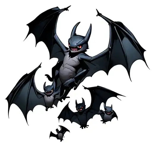 multiple zubat golbat crobat swarming tattoo design idea