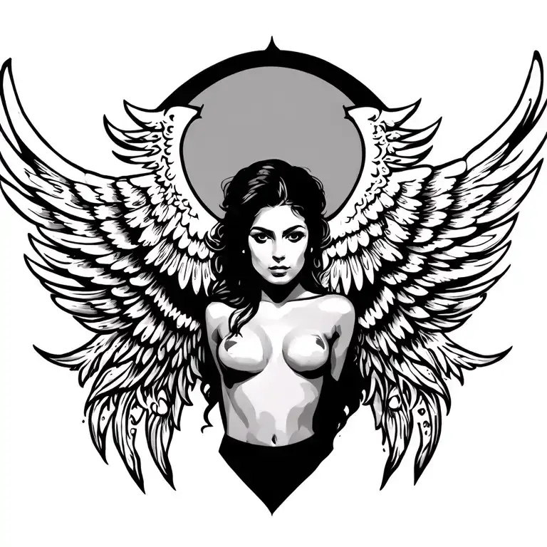 tribal wings spread wide tattoo design idea