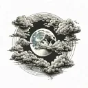 clouds and full moon tattoo design idea