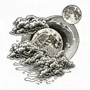 clouds and full moon tattoo design idea