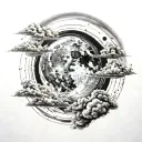 clouds and full moon tattoo design idea