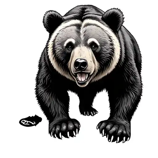 realism bear with Chicago  tattoo design idea