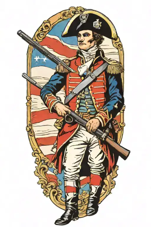 napoleon soldier holding a Charleville M1777 Revolutionnaire musket tattoo design idea