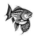 drawing of a barramundi in aboriginal art tattoo design idea