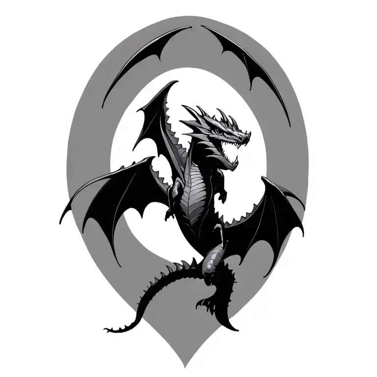 minimalist toothless dragon flying tattoo design idea
