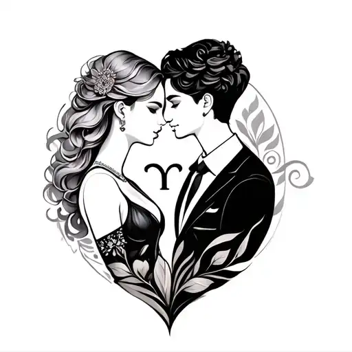gemini couple love elegant with initals r &r script eternity  tattoo design idea