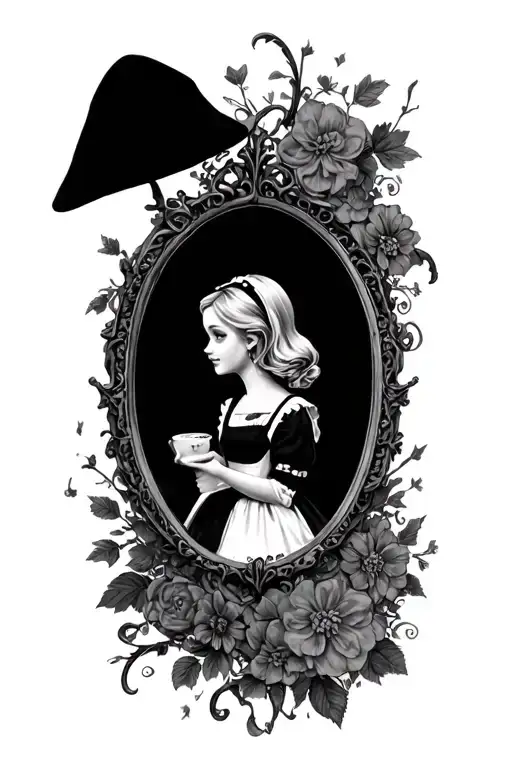 alice in wonderland black mirror scene tattoo design idea