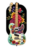 fender telecaster with flowers of the day of the dead tattoo design idea