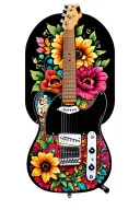 fender telecaster with flowers of the day of the dead tattoo design idea